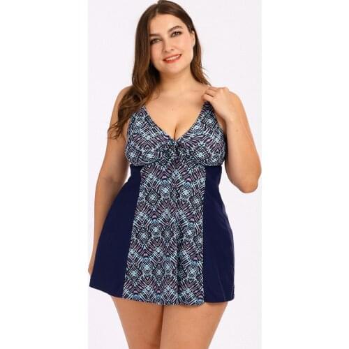 Bikini 2021 Swimsuit Women Sexy Boho Print Tankini Set Two Piece Swimsuit Plus Size Swimwear Купальник Больших Размеров