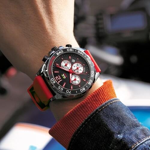 SWISH Design Sports Watches Men Top Brand Luxury Fashion Chronograph Quartz Wristwatch Rubber Strap Waterproof Relogio Masculino