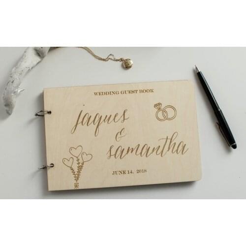 Wooden Wedding Guest Book, Personalized Custom Guest Book for Wedding, Husband and Wife wedding guest book