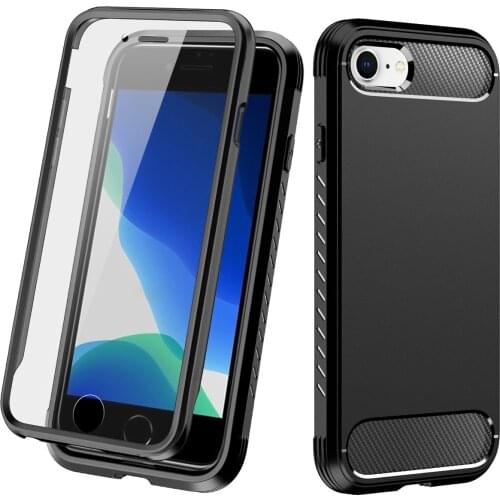 For iPhone SE 2020 Case with Screen Protector, Rugged Shock Resistant, Anti-Scratch Soft TPU Protective Case