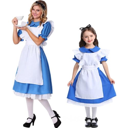 Umorden Alice in Wonderland Cosplay Alice Costume for Teen Girl Women Princess Maid Dress Halloween Purim Mardi Gras Party Dress