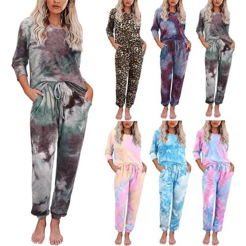 Tie Dye Two Piece Set Tracksuit Women Clothes Long Sleeve Pullover Top and Pants Sport Jogging Suit Female Lounge Wear Outfits
