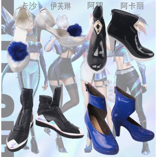 LOL K/DA KDA Ahri High Heels Cosplay Shoes For Women Hot Game KDA ALL OUT Ahri Akali Kaisa Evelynn shoes cosplay boots Free Ship