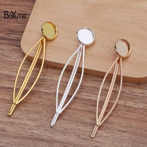 BoYuTe (30 Pieces/Lot) 70*16MM Metal Hair Clip Welding 12MM Cabochon Tray Base Handmade Diy Jewelry Accessories