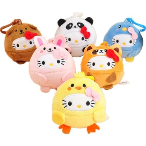 Cute Cartoon Kawaii Anime Plush Kittys KT Cat COS Animals Plush Anime Dolls Soft Stuffed Plush Keychain Pendant Toy Girls Gift