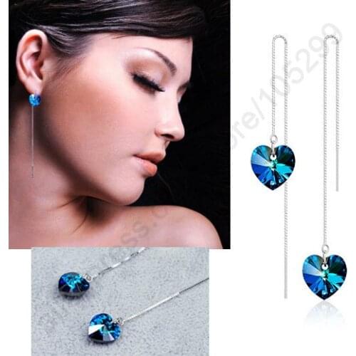 More Colors Genuine Real 925 Sterling Silver Jewelry 925 Ear Thread Ling Box Chain Drop Earrings Accessories Women 5Pair