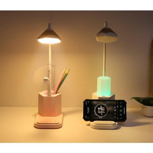 Multifunctional Pencil Table Lamp USB Charging Pen Holder Touch Reading Learning Eye Protection Table Lamp Bedroom Night Light