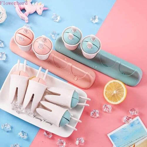 Cartoon Ice Cream Mold Childrens Home-made Set Frozen Popsicles Mold Ice Mold Ice Cube Tray Kichen Accessories Frozen Storage