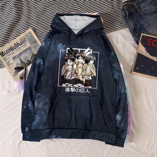 Men Funny Anime Attack on Titan Sweatshirt Graphic Unisex Eren Yeager Mikasa Ackerman Hoodie