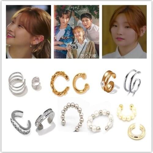 2020 new Korean TV Style Same earrings Record of Youth Park Su Dam 박소담 youth archives stars Elegant high quality ear clip