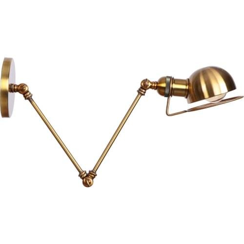 New Vintage industrial style loft brown minimalist long arm wall lamp adjustable Handle Metal Rustic Light Sconce Fixtures