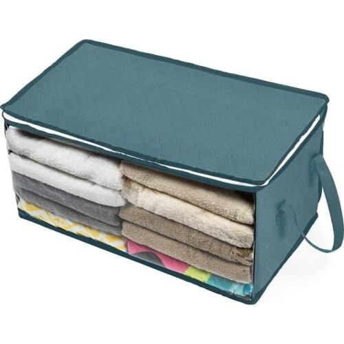 Portable Clothes Storage Bag Organizer Folding Closet Organizer Non-Woven Space Saver Clothes Quilt Blanket Storage Bag Box
