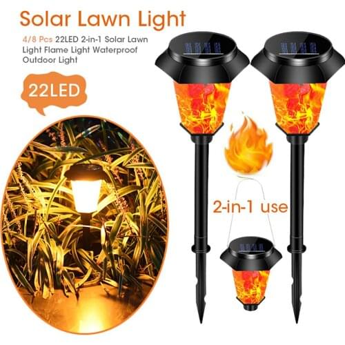 Christmas Solar Lawn Light Dancing Flame Light 2-in-1 Waterproof Outdoor Light 4/8 Pcs Warm White 2020 Garden Landscape Light