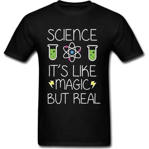 Science Its Like Magic But Real T-shirt Men Black T Shirt Organic Cotton Top Clothing Geek Style Summer College Tshirts