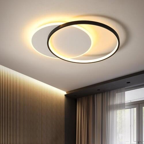 Modern Simplicity LED Circle Ceiling Lamp Black White Panel Lighting Decoration for Living Room Bedroom Study Home Luminaires
