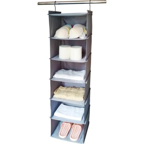 Oxford Cloth Storage Bag 6-layer Wardrobe Storage Hanging Bag Underwear Hanging Storage Bag Wall-mounted Bra Sock Organiser