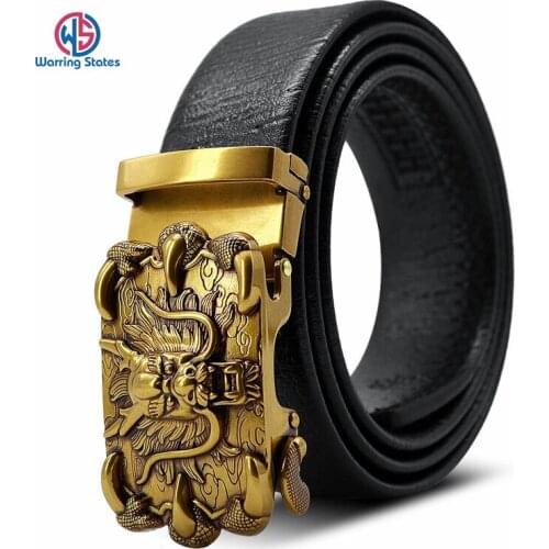 Warring States High Quality Vintage Gold Silver Faucet Automatic Buckle Belt Mens Belt Fashion Antique Old Jeans Belt
