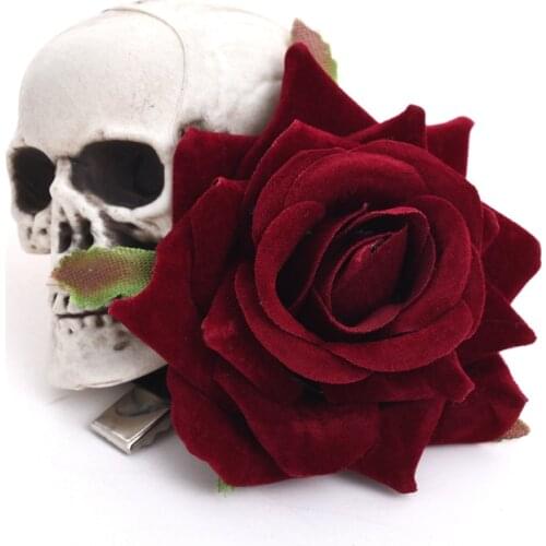Lolita Skull Rose Hairpin Steampunk Hair Clip Headwear Goth Skeleton Clips Hair Accessories Retro Costumes