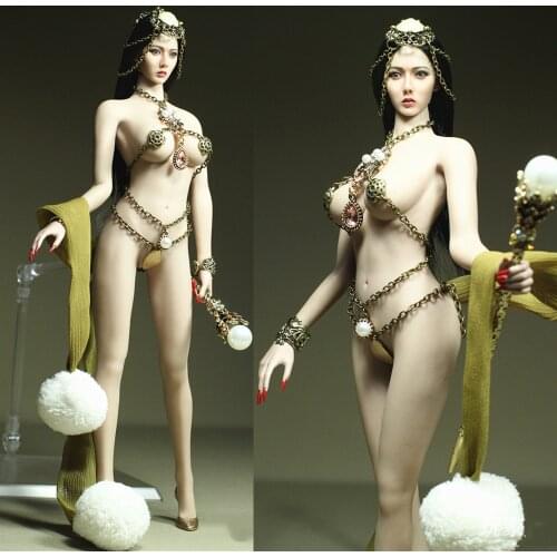 In Stock 1/6 White Jade Metal Chain Carved Corset Model Sexy Princess Bikini Clothing Model for 12 inch Figure Body Collection