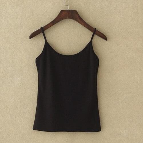 Vest Spaghetti Straps Solid Color Women Sleeveless Slim Camisole Tank Top for Summer