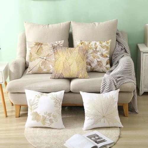 Gold Plant Printed Polyester Pillow Case Pillowcase Sofa Cushion Cover Home Decor