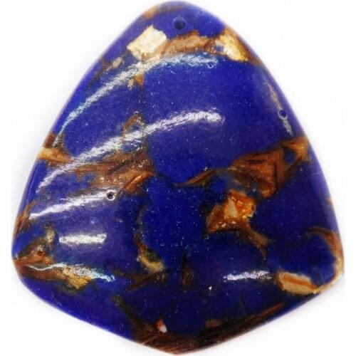 1Pcs 44x40x7mm Wholesale Bronze And Sapphire Sea Sediment Jasper & Pyrite Shield Pendant Bead DIY Jewelry Accessories S956