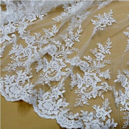130cm ivory Wedding bridal Dress Applique DIY Bridal Headdress scarf veil Embroidered Lace Fabric Patch curtain free ship