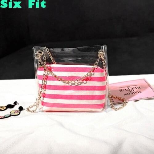 2021 Ins Tide Female Chain Transparent Mother-in-law Bag Alphabet Handbag Bag Korean Fairy Shoulder Tote Messenger Crossbody Bag