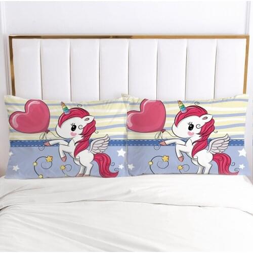 3D Printed Cartoon Pink Unicorn 100% Polyester Pillowcase Printed Home Decorative Pillowcse Pillow Cover Decoraion Bedclothes