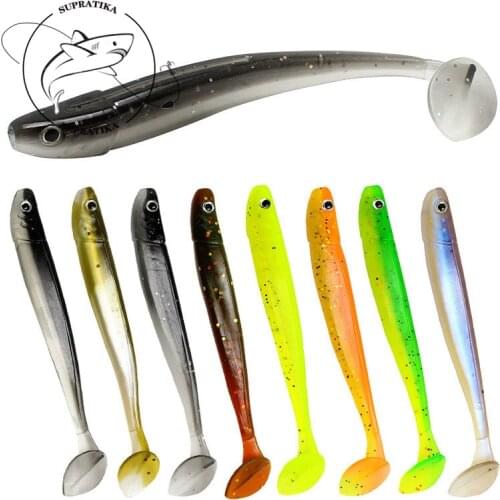 4pcs/set 9Colors 10.5 cm/4.7g Artificial Two-color Rubber Soft Bait 3D Eyes Wobbler Bionic Bait Swimbait Sea Fishing Lures