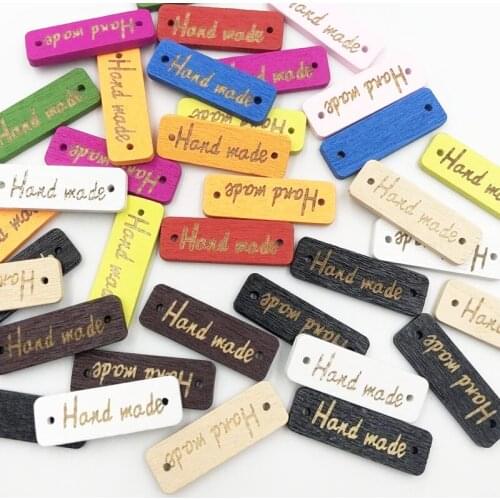 50Pcs Mixed Hand Made rectangle 2 Holes Wood Buttons For Craft Scrapbooking Clothing Decorative WB463