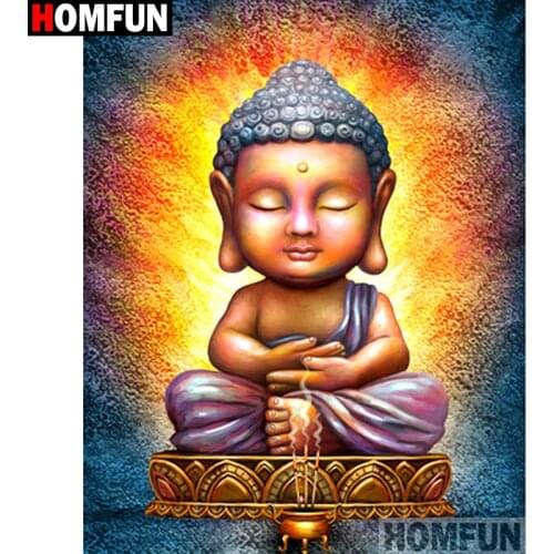 HOMFUN Full Square/Round Drill 5D DIY Diamond Painting "Religious Buddha" Embroidery Cross Stitch 3D Home Decor Gift A12566