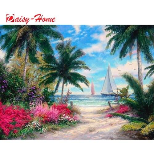 DIY 5D Diamond Painting Landscape Sea Cross Stitch Kit Full Drill Embroidery Scenery Mosaic Art Picture of Rhinestones Decor