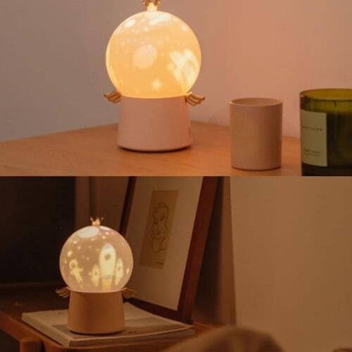 Guardian Angel LED Projector Night Light with Music Box Rotation Starry Sky Lamp for decorating wedding, birthday, parties