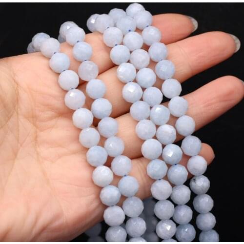 New Style Fashion Natural Stone Beads Round Section Aquamarine Loose Bead For Jewelry Making DIY Necklace Earrings Accessory