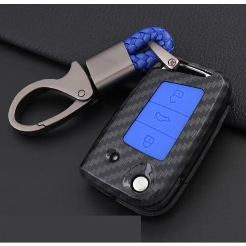 Carbon Fiber For Volkswage Auto Car Key Case Leather Key Cover For Volkswage VW Polo 2016 Golf 7 MK7 Bora Key Coldre Bag Shell C