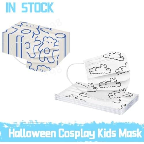 50/10Childrens Face Mask Cartoon Printed Soft Skin-friendly Disposable Mouth Mask Boy Girl Halloween Cosplay Mask Mascarilla