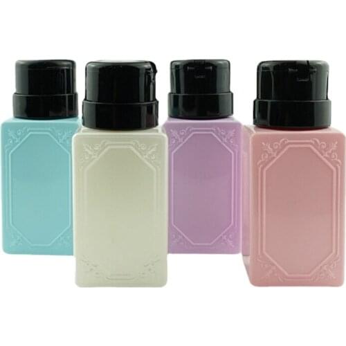 1pc Square 180ML Empty Pump Liquid Alcohol Press Nail Polish Remover Cleaner Bottle Dispenser Make Up Refillable Container