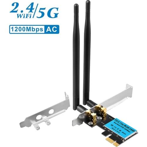 Dual Band High Speed 1200Mbps PCIe Wireless WiFi Adapter Converter Network Card 2.4G/5Ghz for Laptop PC Wifi Adapter