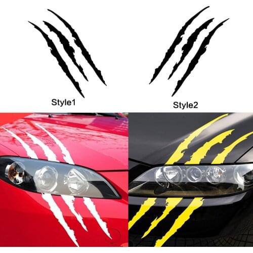 Claw Marks Car Sticker Funny Auto Headlight Decoration Vinyl Cool Monster Scratch Stripe Glue Sticker Car Body Car Light PVC