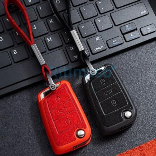 Leather +Tpu Car Key Case Cover for VW Volkswagen Golf 7 MK7 Tiguan MK2 Skoda Octavia Kodiaq Karoq Seat Ateca Leon