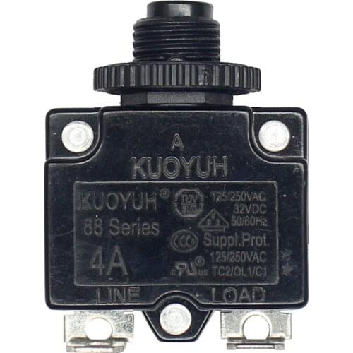 KUOYUH 88 series 4A manual reset 90 degree bend thermal overload switch protector circuit breaker for power strips