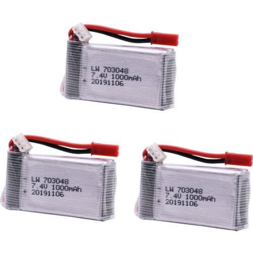 3PCS Lipo battery For WLtoys V262 V353 V912 RC toys 7.4V 1000mAh 2S Li-Po Battery JST Plug for RC Helicopter Quadcopter 703048