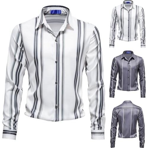 2021 New Men Fall/winter Polyester Shirts Cotton Casual Loose Printed Lapel Long Sleeve Shirt Comfy High Quality Daily Shirts