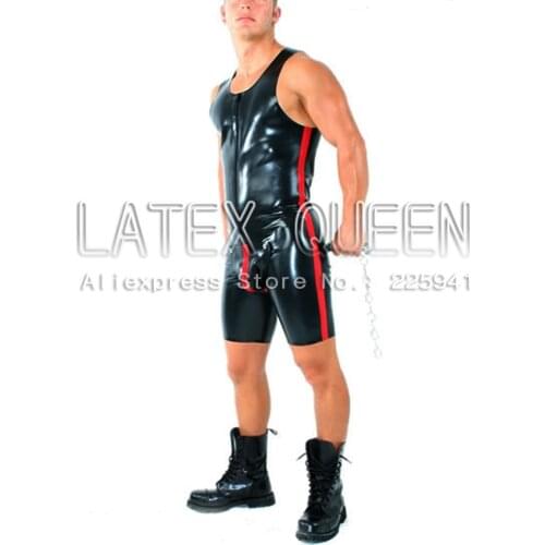 Mens fashion sheathy latex maillot apparel with back on ass front zip to navel Open hole on penies