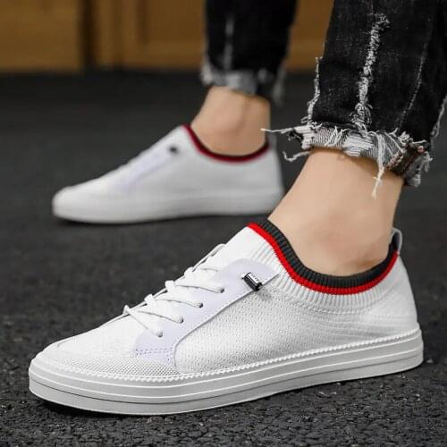 Mens Summer Knitted Sport Shoes Soft Sole Comfortable Anti Slip Breathable Flat Bottom Casual Shoes Men Outdoor Walking Shoes