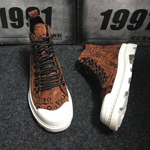 High Top Sport Loafers Shoes Men Luxury Brand Handmade Totem Street Men Sneakers Fashion Party Mens Dress Shoes A52