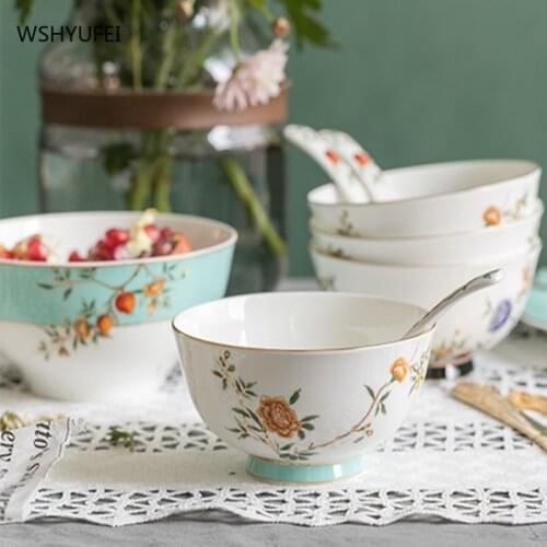 New Chinese bone china, European retro large bone china bowl, exquisite high-priced tableware, lightweight household snack bowl