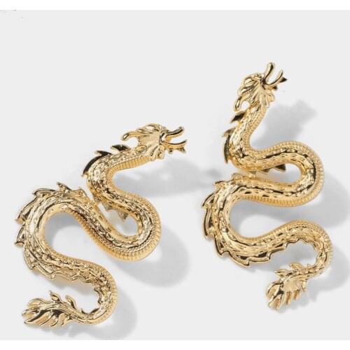 2020 New Luxury Brand Gold Silver Color Big Dragon Earrings For Women Female Statement Earrings For Paty Animal Dragon Earring