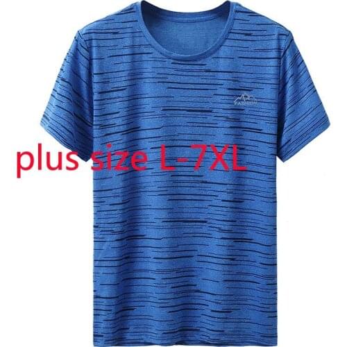 New Arrival Fashion Super Large Summer Men Quick Drying Short Sleeve O-neck Knitted Casual Tshirt Plus Size L-3XL 4XL5XL 6XL 7XL